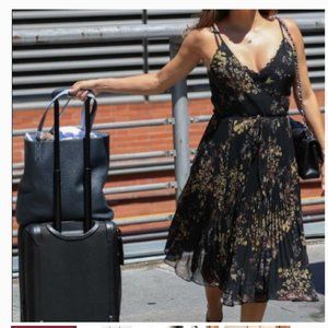 Aritzia Beaune Dress - Size Large - Black with yellow floral pattern